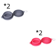 Rubber Foldable Double Bowl Pet Feeder