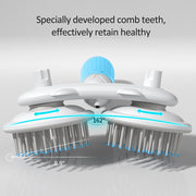 Pet Slicker Brush (Double-headed Negative Ion One-button Self Cleaning Brush)