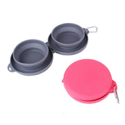 Rubber Foldable Double Bowl Pet Feeder