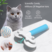 Pet Slicker Brush (Double-headed Negative Ion One-button Self Cleaning Brush)