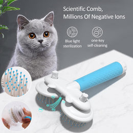 Pet Slicker Brush (Double-headed Negative Ion One-button Self Cleaning Brush)
