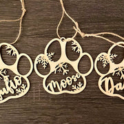 Personalized Dog Paw Christmas Ornaments