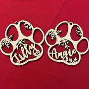 Personalized Dog Paw Christmas Ornaments