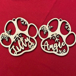 Personalized Dog Paw Christmas Ornaments
