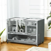 3-Tier Hamster Cage Hutch Box with Ladder Wheels for Small Animals