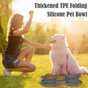 Rubber Foldable Double Bowl Pet Feeder