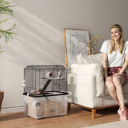 PawHut Three-Tier Gerbil Cage, Hamster Cage For Dwarf Hamster, Syrian Hamster W/ Wheels, Deep Bottom, Food Dish, Water Bottle