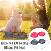 Rubber Foldable Double Bowl Pet Feeder
